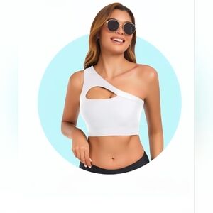 Aderea One Shoulder Cut Out Sports Bra #1017